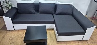Moderní rozkládací rohová sedačka + konferenční stolek