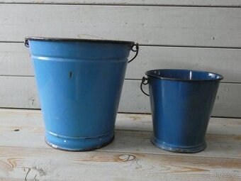 Smaltovaný modrý kýbl 2 ks
