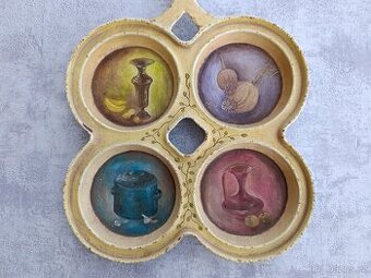 Starý litinový malovaný lívanečník - vhodný k dekoraci