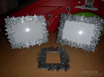 Vánoční stříbrné třpytivé rámečky