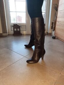 Celokožené kozačky Caprice vel 40