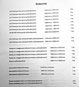Okna, HS portal, vstupní dveře, elektrické rolety, sítě