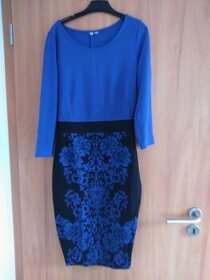 Modro-černé elegantní pouzdrové šaty (vel. 34/36) - 1