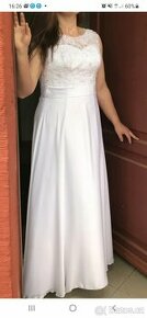 Svatební šaty bílé šifónové s krajkou 40 - 42