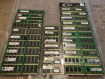 Paměti RAM do PC, typu DDR, DDR2 a DDR3, uvedená cena za vše