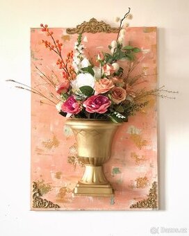 Akrylový můj Handmade obraz s květinami 100x70