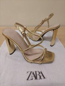 Dámské Sandály ZARA HIGH-HEEL METALLIC Zlaté | 351HKIVTG