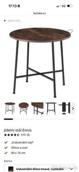 Kulatý stůl Ennis 80cm, industriální / kavárenský styl