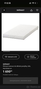 Ikea dětská matrace SKÖNAST