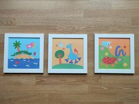 Sada 3 ks dětské obrázky - IKEA rozměr 29,5 x 29,5 cm