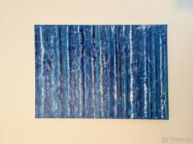 Obraz modrý les kvete 70x50 cm akryl na plátně Moňas - 1
