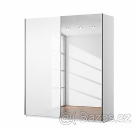 Šatní skříň QUADRA, barva dveří bílá + zrcadla, korpus z ven