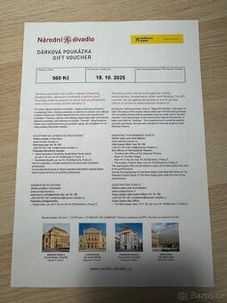 Voucher do Národního divadla na 560kč - 1