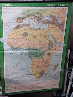 Školní mapa Afrika - přírodní poměry. 80. léta