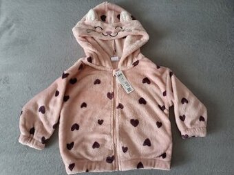 Mikina flísová růžová kočička vel. 92, Lindex