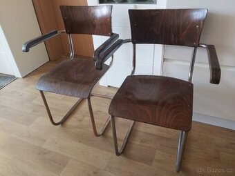 Pár chromovaných polokřesel Kovona