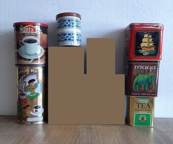 staré plechové krabičky, čaj káva kakao /SLEVA/