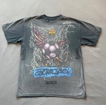 Travis Scott x FC Barcelona Washed Spray Logo Tee Black