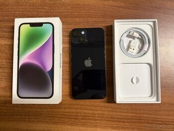 IPhone 14, midnight, 128gb, baterie 100%, hezký stav