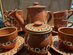 Kolovečská keramika-servis:konývka, cukřenka, šálky+podšálky - 1