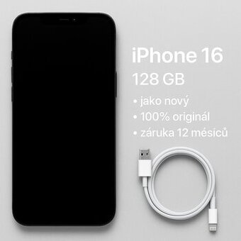 iPhone 16 128 GB – jako nový, 100% originál se zárukou