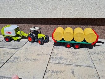Bruder traktor + balíkovač + vlek na balíky
