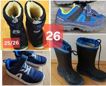 Sněhule s vlnou, zateplené gumáky, trekové dětské boty 25-26