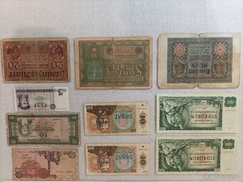 Sbírka starých mincí a bankovek