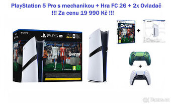 PS5 Pro s mechanikou+FC 26 + 2xOvladač Záruka 21 Měsíců Alza