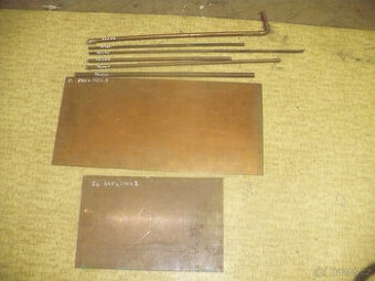 měděný plech  680x320x3 mm / 445x290x2 mm