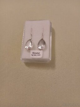 Nové stříbrné visací náušnice prirodni křišťál
