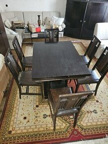 Prodam starožitný stůl a 6 židle