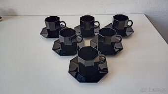 Sada - kávové / čajové šálky s podšálky "OKTAGON" černé