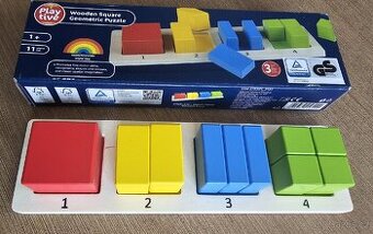 Dřevěné čtvercové puzzle Playtive, Montessori styl