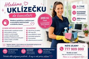 HLEDÁME SPOLEHLIVOU PANÍ NA ÚKLID KANCELÁŘÍ BRNO-LÍŠEŇ