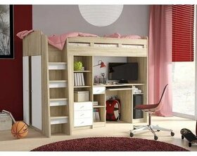 Dětská patrová postel s psacím stolem a skříní - 1