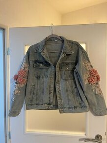 Džínová bunda s květinami - 1