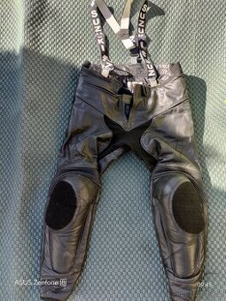 Moto kožené kalhoty + šle / kšandy, vel 54