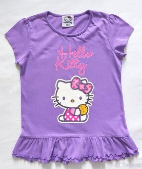 Dívčí fialové tričko s potiskem Hello Kitty, vel. 122