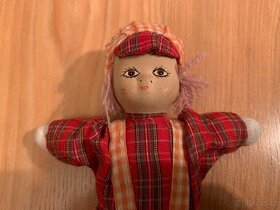Vintage hadrová panenka s keramickou hlavou - 1