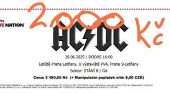 Vstupenka na koncert AC/DC za 2000kč