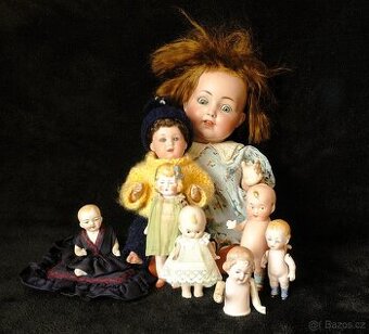 Starožitné porcelánky A.M, Heubach, Kewpie, K+W...