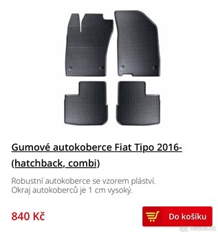 Prodám zimní koberečky na Fiat Tipo 2016-