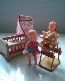 Retro panenky s nábytečkem a doplnky - 1