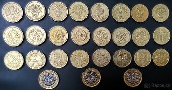 1 libra/pound Velká Británie 1983 - 2019 výběr, cena za kus