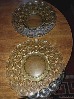 Retro Velké skleněné Uranové podnosy