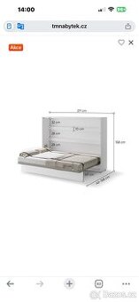 Sklápěcí postel 140 cm