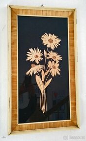 Retro slámový obraz "Kopretiny", 1974