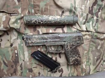airsoft MK23 SOCOM s DIY KRYLON camo, manuál, plast