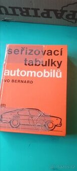 Kniha seřizovací tabulky automobilů